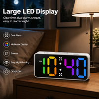Jam Alarm LED Digital untuk anak-anak, Jam Alarm Digital kreatif dengan tampilan suhu dan tanggal, jam Desktop untuk pelajar