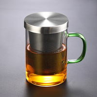 Mug en verre écologique de style moyen-oriental avec couvercle et filtre, grande capacité de 500 ml, tasse à thé, infusion de tisanes chaudes, utilisation au bureau et à la maison