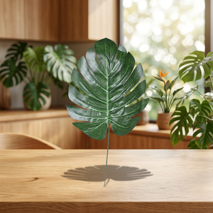 Hoja Artificial de Monstera, Tallo de Follaje Verde Tropical, Hoja Decorativa para Arreglos Florales, Decoración del Hogar, Oficina y Eventos - Product Image 3