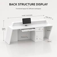 Comptoir de réception moderne minimaliste blanc avec éclairage LED intégré pour salon, spa, clinique dentaire, hall d'hôtel