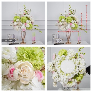 Pink Green Floral Ball Arrangement Silk Flower Ball for Wedding Event <b>Table</b> Centerpiece Home Decor - Product Image 3