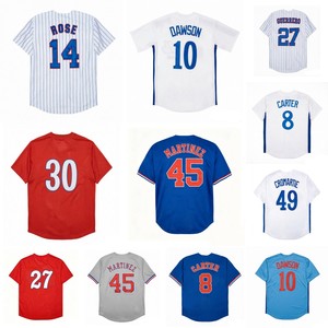 Maillots de baseball vintage pour hommes, style cousu, 8 Gary Carter, 10 <span class=keywords><strong>Andre</strong></span> Dawson, 27 Vladimir Guerrero, 30 Tim Raines, 45 MARTINEZ, tailles S-3XL - Product Image 1