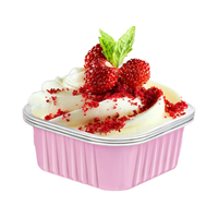 Moules à cupcakes en aluminium rose, mini carrés, avec couvercles, en PET, jetables, de qualité alimentaire, en pulpe moulée