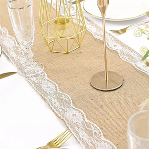 Chemins <span class=keywords><strong>de</strong></span> <span class=keywords><strong>table</strong></span> en toile <span class=keywords><strong>de</strong></span> jute avec dentelle 12 x 72, en jute rustique, magnifique tissu en toile <span class=keywords><strong>de</strong></span> jute pour tables <span class=keywords><strong>de</strong></span> mariage, décorations champêtres vintage et romantiques - Product Image 4