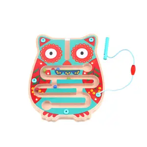 Nam Châm Mê Cung Board Puzzle Toy Bán Buôn Giáo Dục Owl Bằng Gỗ Cho Bé Gỗ