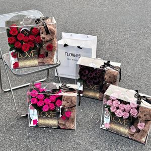 Orsacchiotto caldo di san valentino scatola giocattolo regalo di <span class=keywords><strong>Rose</strong></span> artificiali conservate fiore rosa regalo per 2025 san valentino - Product Image 4