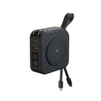 Power Bank Nirkabel Magnetik 5 in 1 PD 20W dengan Kabel Terintegrasi, Pengisian Cepat, Charger Portabel