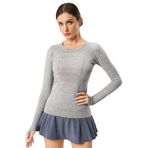 <span class=keywords><strong>Camiseta</strong></span> Deportiva de Yoga para Mujer, <span class=keywords><strong>Nueva</strong></span>, Transpirable, Sin Costuras, Sensación Desnuda, Ajustada, 100% Nailon, Manga Tres Cuartos, para Correr al Aire Libre, Fitness - Product Image 5