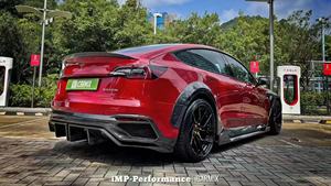 ชุดแต่ง IM Body Kit สำหรับ Tesla Model 3 - กันชนหน้าและหลัง, สเกิร์ตข้าง, ลิปหน้า HOOD, ดิฟฟิวเซอร์, และซุ้มล้อ - Product Image 3