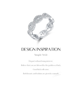 Elegant 925 <b>Silver</b> Eternity Band <b>Ring</b> With <b>Emerald</b> Cut Diamond Pave Setting Geometric Design For Women Luxury Engagement Jewelry - Product Image 5