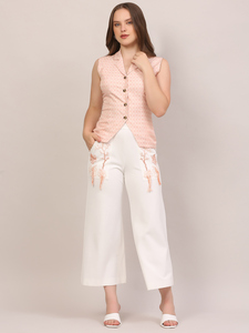 Chaleco sin mangas rosa estampado, con botones al frente, estilo casual y entallado, para mujer, de los más vendidos, para exportación. - Product Image 5
