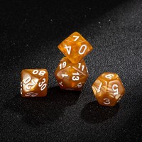 Ensemble de dés polyédriques en marbre ambre orange personnalisés en 7 pièces, fabrication directe d'usine, dés en acrylique pour DND, TTRPG et jeux de table
