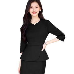 Elegant Women's Suit Set Crepe Three Quarter Sleeve Short Skirt Office Lady Spring Anti-Wrinkle Professional Wear - Product Image 5