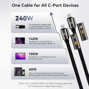 <span class=keywords><strong>Cable</strong></span> USB-C con E-Marker de 240W, Encendedor de Cigarrillos, Luz LED de 45W para <span class=keywords><strong>Apple</strong></span> y Samsung, <span class=keywords><strong>Cable</strong></span> de Carga Rápida PPS de 90W - Product Image 2