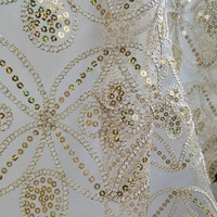 Maille base 3D en trois dimensions disque sequin broderie perlée dentelle tissu tulle tissu avec broderie pour robe