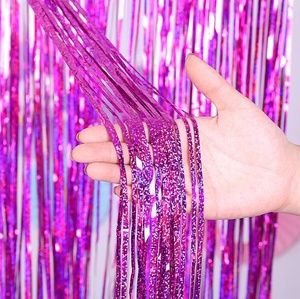 Giungla tropicale <span class=keywords><strong>Safari</strong></span> Hawaiian Baby Shower Fondali Foto di Nozze Favori di Partito Puntelli Verde Tinsel Foil Frangia <span class=keywords><strong>Tende</strong></span> - Product Image 6