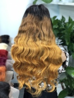 Perruque 4x4 en dentelle transparente, cheveux humains vierges Remy birmans, ondulés, nœuds blanchis, 10"-40", couleur ombrée T1B/4/30