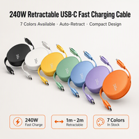 Kabel Pengisian Daya Cepat C-to-C 240W PD Tipe-C Retractable Dual-Head dengan Kemasan Kotak Warna Thermoplastic Elastomer