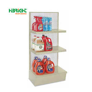 כבדים דו צדדי סופרמרקט גונדולה מדפים תצוגת מסגרת מתכת עם שילובי עץ ופלדה לשימוש בחנות - Product Image 5