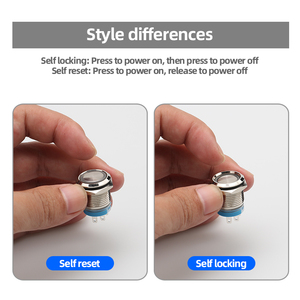 Металлическая кнопка с плоским дизайном, 16 мм, мгновенного действия, 1НО, IP67, водонепроницаемая, для бытовой техники, никелированная латунь, со светодиодом - Product Image 4