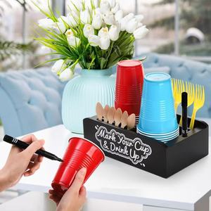 Boîte de rangement pour gobelets jetables avec porte-marqueurs et organisateur de couverts pour les fêtes - Product Image 1