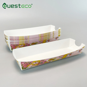 Plateau en papier d'emballage à emporter de carton imprimé personnalisé jetable pour frites, hot-dog, hamburger et collations - Product Image 2