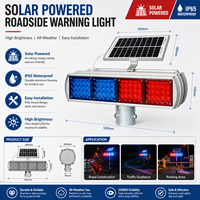 Lampu Strobo Surya Merah Biru Super Terang Perlindungan IP65 Visibilitas 360 Derajat Lampu Peringatan LED Berkedip Keselamatan Jalan Malam Hari