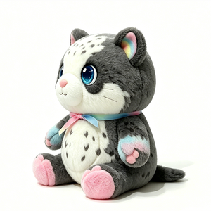 Customized Girls bedroom decorative leopard <b>plush</b>, Cute <b>cat</b> <b>plush</b> gift for kids, Soft cuddle snow leopard companion toy - Product Image 2