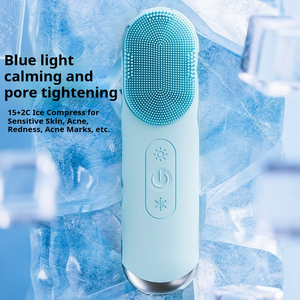 Cepillo de limpieza facial eléctrico portátil, cepillo facial de silicona de mano, removedor de maquillaje de vibración impermeable para pieles sensibles - Product Image 4