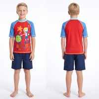 Maillot de bain une pièce imprimé à manches courtes pour enfants, protection UPF 50+, idéal pour la plage, le surf et la plongée