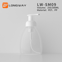 PET 250ml plástico líquido lavavajillas espuma líquida Mousse botella cosmética cuidado de la piel serigrafía transparente tapón de rosca Longway