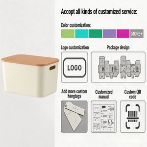 Thickened PP Plastic <b>Storage</b> <b>Box</b> with Lid Stackable <b>Storage</b> Bin with Handle for Toys Clothes Snacks - Product Image 5