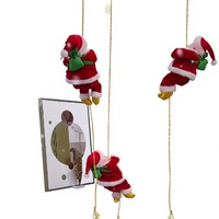 Père Noël en peluche lumineux, jouet électrique grimpant sur échelle de perles, cadeau de Noël, décoration de maison, poupée musicale, ornement