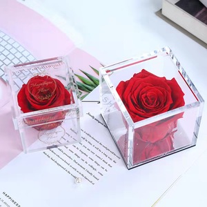 Wholesale Eternal <strong>Roses</strong> Mirror Design <strong>Single</strong> Real <strong>Preserved</strong> <strong>Roses</strong> in <strong>Acrylic</strong> Flower <strong>Box</strong> As Gifts - Product Image 1