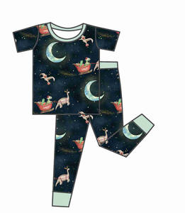 <span class=keywords><strong>Pyjama</strong></span> en bambou unisexe pour enfants Qingli OEM, sans droits de douane, ensemble short et pantalon à manches courtes pour filles de 1 à 12 ans - Product Image 2