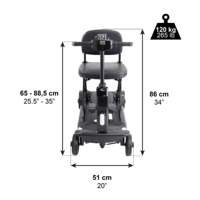Scooter de mobilité pliable pour adultes, mécanisme de pliage manuel, couleur noire, accoudoirs, moteur 180W, vitesse 7 km/h, capacité 120 kg, 10 Ah