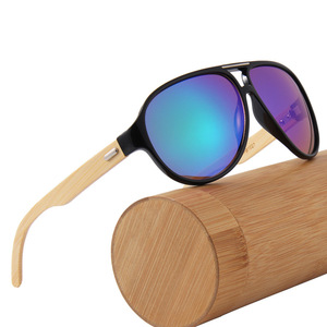 Gafas de Sol de Bambú para Hombre, Montura Grande, Lentes Negras de PC, 100% Protección UV, Protección Solar, Pesca, Conducción, Salidas - Product Image 1