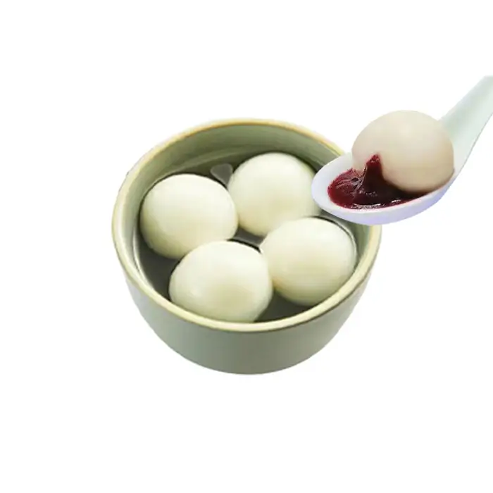 Chinese delicious instant quick frozen sweet round dumplings red bean paste flavor white glutinous rice balls