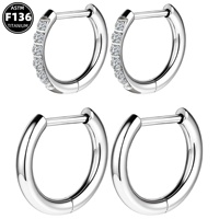 Anting Hidung/Bibir Bentuk Setengah Lingkaran D dari Paduan Titanium ASTM F136 dengan Inlay Zirkon Unisex Model Kantor/Karir ZPT060