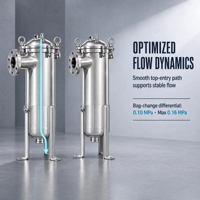 Système de filtration à sacs en acier inoxydable industriel efficace, grande surface de filtration pour un débit rapide