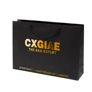 Custom Printed Black Luxury Shopping Gift Art Paper Bag Wholesale Jewelry Clothing Packaging Paper Bags With Your Own Logo