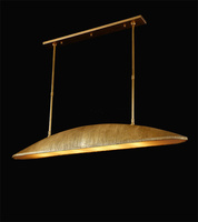 Lámpara Colgante LED de Lujo Estilo Americano Vintage XZ, de Latón Dorado, Grande, Lineal, de Cobre, para Isla de Cocina, para Techos Altos