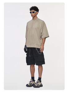 T-shirt Homme Oversize Col Montant 305G Épais à Manches Courtes Côtelé – <span class=keywords><strong>Vente</strong></span> <span class=keywords><strong>en</strong></span> <span class=keywords><strong>Gros</strong></span> - Product Image 2