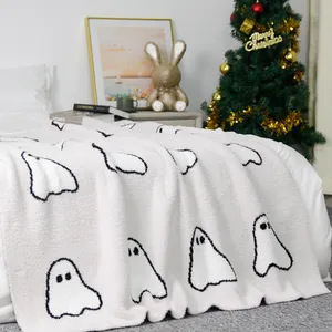 Fast shipping popular Halloween classical ghost soft thick knitted polyester adult blanket for rest