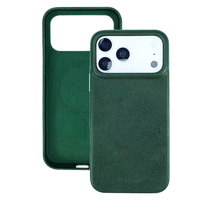 Coque de téléphone antichoc magnétique en PU vert foncé effet litchi, modèle exclusif, protection intégrale pour iPhone 15-17 Pro Max