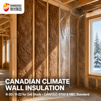 Isolation en laine de verre ULC conforme aux normes canadiennes, bio, marron, R21, R22, R30, pour murs et toitures en bois 2x6, acoustique