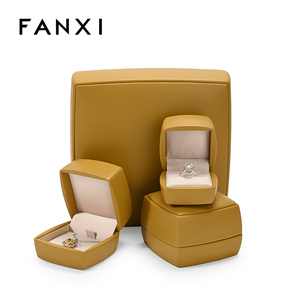 Caja de Embalaje para Collares y Anillos FANXI, Cajas de Joyería de Microfibra, Caja de Embalaje de Joyería de Cuero Personalizada con Logotipo - Product Image 2
