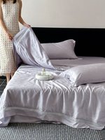 Parure de lit de luxe violette personnalisable en jacquard imprimé, taille King, 100 % Lyocell, écologique, moderne, pour l'été – Très populaire