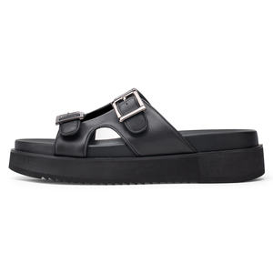 Nuovi Sandali Casual Traspiranti in Vera <span class=keywords><strong>Pelle</strong></span> <span class=keywords><strong>Nera</strong></span> per Uomo, <span class=keywords><strong>Ciabatte</strong></span> Maschili con Rialzo di 5cm - Product Image 3