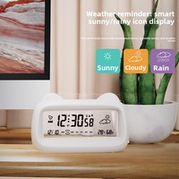 Kreative Katzenohren Transparente LCD Digital-Weckuhr für Studenten - Multifunktionale Intelligente Schreibtischuhr Timer Batteriebetrieben